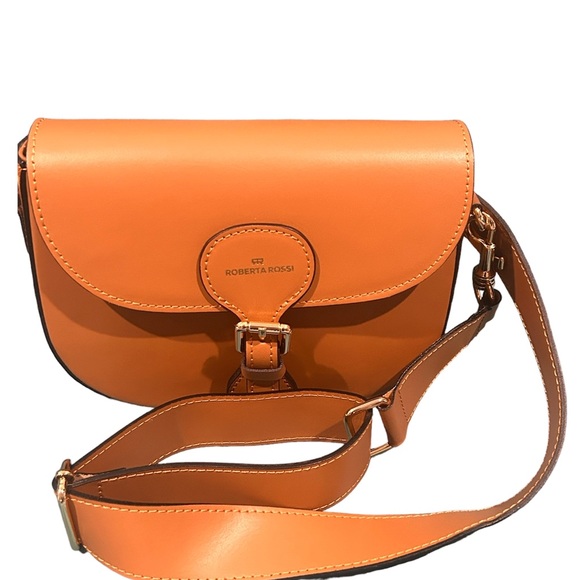 Roberta Rossi Genuine leather Italian Crossbody bag Purse Tan color - Picture 1 of 10